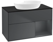 Тумба под раковину Villeroy & Boch Finion 100х50,1 см с подсветкой МДФ темно-синий матовый лак/стекло черное матовое FA22HGHG