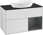 Тумба під раковину Villeroy & Boch Finion 100х50,1 см із підсвічуванням МДФ білий матовий лак/скло чорне матове FA22HGMT