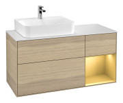 Тумба под раковину Villeroy & Boch Finion 120х50,1 см с подсветкой МДФ шпон дуба/стекло белое матовое G151HFPC