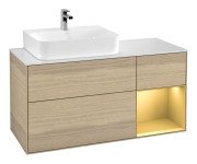 Тумба під раковину Villeroy & Boch Finion 120х50,1 см із підсвічуванням МДФ шпон дуба/скло біле матове G151HFPC