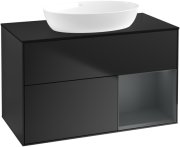 Тумба под раковину Villeroy & Boch Finion 100х50,1 см с подсветкой МДФ черный матовый лак/стекло черное матовое FA22HGPD