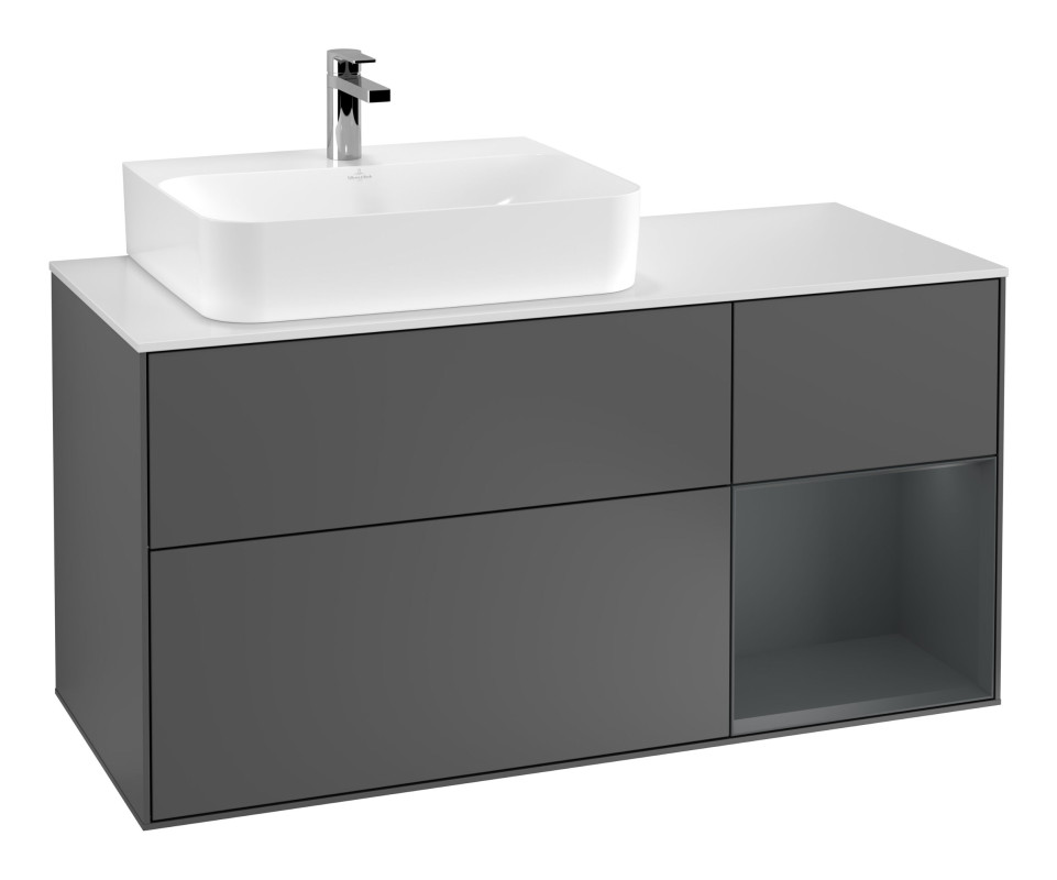 Тумба під раковину Villeroy & Boch Finion 120х50,1 см із підсвічуванням МДФ антрацит матовий лак/скло біле матове G151HGGK