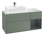 Тумба под раковину Villeroy & Boch Finion 120х50,1 см с подсветкой МДФ оливковый матовый лак/стекло белое матовое G151HGGM