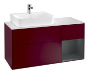 Тумба под раковину Villeroy & Boch Finion 120х50,1 см с подсветкой МДФ пион матовый лак/стекло белое матовое G151HGHB