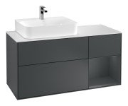 Тумба під раковину Villeroy & Boch Finion 120х50,1 см із підсвічуванням МДФ темно-синій матовий лак/скло біле матове G151HGHG