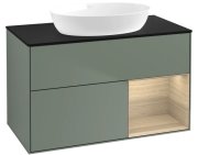 Тумба під раковину Villeroy & Boch Finion 100х50,1 см із підсвічуванням МДФ оливковий матовий лак/скло чорне матове FA22PCGM