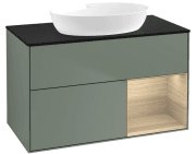 Тумба под раковину Villeroy & Boch Finion 100х50,1 см с подсветкой МДФ оливковый матовый лак/стекло черное матовое FA22PCGM