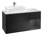 Тумба під раковину Villeroy & Boch Finion 120х50,1 см із підсвічуванням МДФ чорний матовий лак/скло біле матове G151HGPD