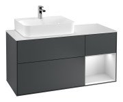 Тумба под раковину Villeroy & Boch Finion 120х50,1 см с подсветкой МДФ темно-синий матовый лак/стекло белое матовое G151MTHG