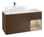 Тумба під раковину Villeroy & Boch Finion 120х50,1 см із підсвічуванням МДФ шпон волоського горіха/скло біле матове G151PCGN