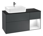 Тумба под раковину Villeroy & Boch Finion 120х50,1 см с подсветкой МДФ темно-синий матовый лак/стекло черное матовое G152GFHG
