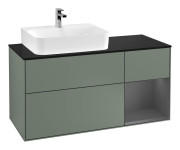 Тумба под раковину Villeroy & Boch Finion 120х50,1 см с подсветкой МДФ оливковый матовый лак/стекло черное матовое G152GKGM