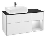 Тумба під раковину Villeroy & Boch Finion 120х50,1 см із підсвічуванням МДФ білий глянцевий лак/скло чорне матове G152MTGF