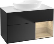 Тумба под раковину Villeroy & Boch Finion 100х50,1 см с подсветкой МДФ черный матовый лак/стекло белое матовое FA21PCPD