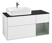 Тумба під раковину Villeroy & Boch Finion 120х50,1 см із підсвічуванням МДФ білий глянцевий лак/скло чорне матове G152GMGF