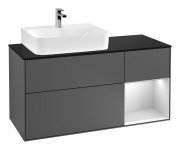 Тумба під раковину Villeroy & Boch Finion 120х50,1 см із підсвічуванням МДФ антрацит матовий лак/скло чорне матове G152MTGK