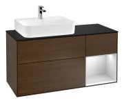 Тумба під раковину Villeroy & Boch Finion 120х50,1 см із підсвічуванням МДФ шпон волоського горіха/скло чорне матове G152MTGN