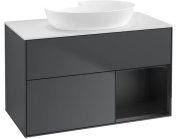 Тумба под раковину Villeroy & Boch Finion 100х50,1 см с подсветкой МДФ темно-синий матовый лак/стекло белое матовое FA21PDHG