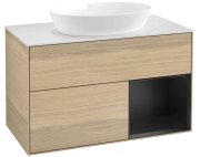 Тумба под раковину Villeroy & Boch Finion 100х50,1 см с подсветкой МДФ шпон дуба/стекло белое матовое FA21PDPC