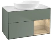 Тумба под раковину Villeroy & Boch Finion 100х50,1 см с подсветкой МДФ оливковый матовый лак/стекло белое матовое FA21PCGM