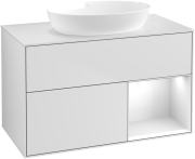 Тумба под раковину Villeroy & Boch Finion 100х50,1 см с подсветкой МДФ белый матовый лак/стекло белое матовое GA21GFMT