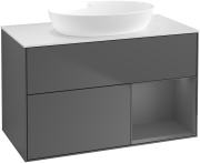 Тумба под раковину Villeroy & Boch Finion 100х50,1 см с подсветкой МДФ антрацит матовый лак/стекло белое матовое GA21GKGK