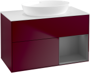 Тумба под раковину Villeroy & Boch Finion 100х50,1 см с подсветкой МДФ пион матовый лак/стекло белое матовое GA21GKHB