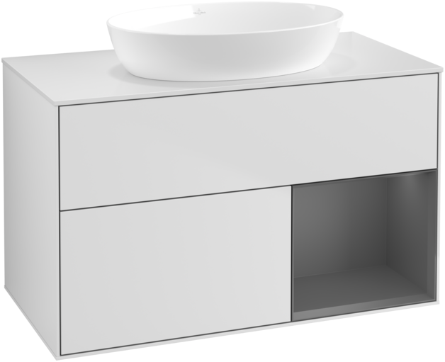 Тумба под раковину Villeroy & Boch Finion 100х50,1 см с подсветкой МДФ белый матовый лак/стекло белое матовое GA21GKMT