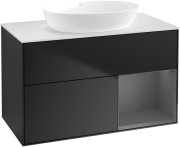 Тумба под раковину Villeroy & Boch Finion 100х50,1 см с подсветкой МДФ черный матовый лак/стекло белое матовое GA21GKPD