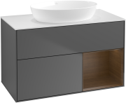 Тумба под раковину Villeroy & Boch Finion 100х50,1 см с подсветкой МДФ антрацит матовый лак/стекло белое матовое GA21GNGK