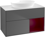 Тумба под раковину Villeroy & Boch Finion 100х50,1 см с подсветкой МДФ антрацит матовый лак/стекло белое матовое GA21HBGK
