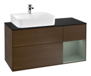 Тумба под раковину Villeroy & Boch Finion 120х50,1 см с подсветкой МДФ шпон грецкого ореха/стекло черное матовое G152GMGN