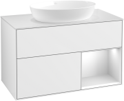 Тумба под раковину Villeroy & Boch Finion 100х50,1 см с подсветкой МДФ глянцевый белый лак/стекло белое матовое GA21MTGF