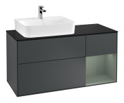 Тумба под раковину Villeroy & Boch Finion 120х50,1 см с подсветкой МДФ темно-синий матовый лак/стекло черное матовое F152GMHG