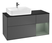 Тумба под раковину Villeroy & Boch Finion 120х50,1 см с подсветкой МДФ антрацит матовый лак/стекло черное матовое G152GMGK