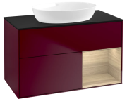 Тумба под раковину Villeroy & Boch Finion 100х50,1 см с подсветкой МДФ пион матовый лак/стекло черное матовое FA22PCHB