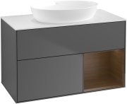 Тумба під раковину Villeroy & Boch Finion 100х50,1 см з підсвічуванням антрацит матовий лак/скло біле матове GA21GNGK