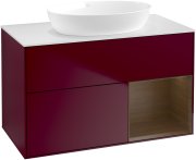 Тумба під раковину Villeroy & Boch Finion 100х50,1 см з підсвічуванням МДФ півонія матовий лак/скло біле матове GA21GNHB