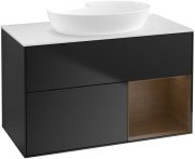 Тумба під раковину Villeroy & Boch Finion 100х50,1 см із підсвічуванням МДФ чорний матовий лак/скло біле матове GA21GNPD