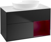 Тумба під раковину Villeroy & Boch Finion 100х50,1 см із підсвічуванням МДФ чорний матовий лак/скло біле матове GA21HBPD