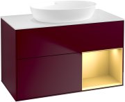 Тумба під раковину Villeroy & Boch Finion 100х50,1 см з підсвічуванням МДФ півонія матовий лак/скло біле матове GA21HFHB