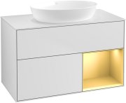 Тумба під раковину Villeroy & Boch Finion 100х50,1 см із підсвічуванням МДФ білий матовий лак/скло біле матове GA21HFMT