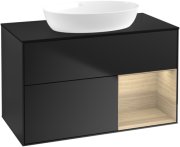Тумба под раковину Villeroy & Boch Finion 100х50,1 см с подсветкой МДФ черный матовый лак/стекло черное матовое FA22PCPD