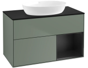 Тумба под раковину Villeroy & Boch Finion 100х50,1 см с подсветкой МДФ оливковый матовый лак/стекло черное матовое FA22PDGM