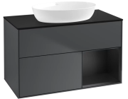 Тумба под раковину Villeroy & Boch Finion 100х50,1 см с подсветкой МДФ темно-синий матовый лак/стекло черное матовое FA22PDHG