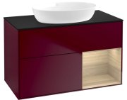 Тумба под раковину Villeroy & Boch Finion 100х50,1 см с подсветкой МДФ пион матовый лак/стекло черное матовое FA22PCHB