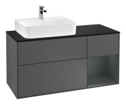 Тумба под раковину Villeroy & Boch Finion 120х50,1 см с подсветкой МДФ антрацит матовый лак/стекло черное матовое G152HGGK