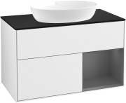 Тумба под раковину Villeroy & Boch Finion 100х50,1 см с подсветкой МДФ глянцевый белый лак/стекло черное матовое GA22GKGF