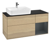 Тумба под раковину Villeroy & Boch Finion 120х50,1 см с подсветкой МДФ шпон дуба/стекло черное матовое G152HGPC