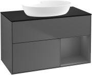 Тумба под раковину Villeroy & Boch Finion 100х50,1 см с подсветкой МДФ антрацит матовый лак/стекло черное матовое GA22GKGK